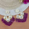 Royal Purple Pearl Kundan Chandbali Earrings