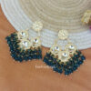 Teal Green Pearl Kundan Chandbali Earrings