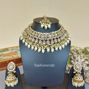 White Color Bridal Kundan Jewellery Set