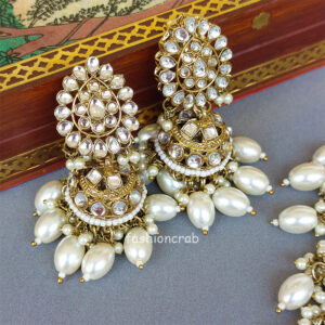 White Color Bridal Kundan Jewellery Set