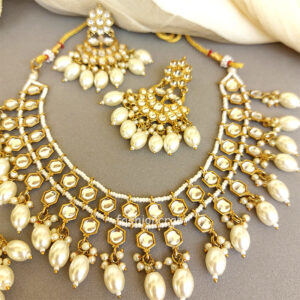 White Pearl Kundan Set for Saree