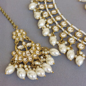 White Pearl Kundan Set for Saree