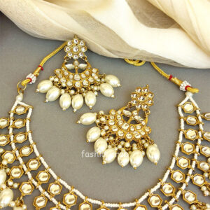 White Pearl Kundan Set for Saree