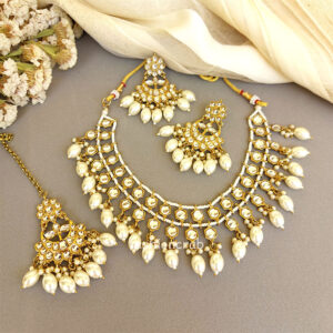 White Pearl Kundan Set for Saree