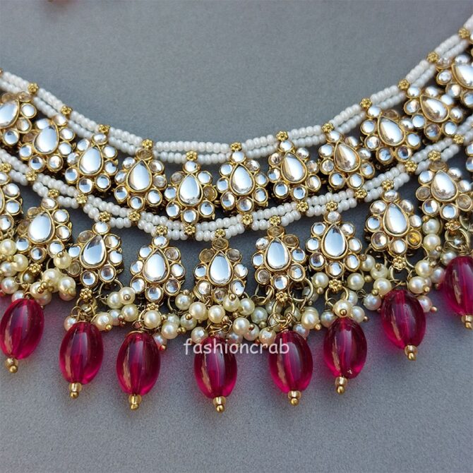 Wine Color Bridal Kundan Jewellery Set