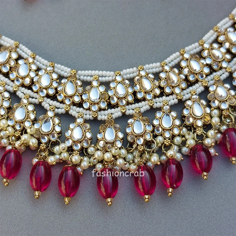 Wine Color Bridal Kundan Jewellery Set