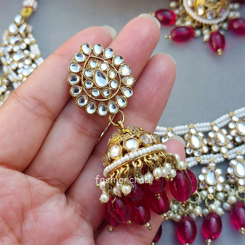 Wine Color Bridal Kundan Jewellery Set