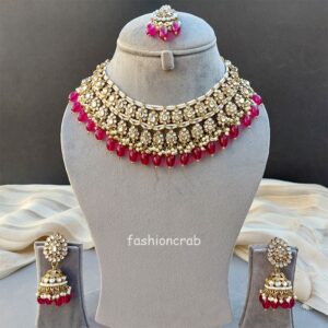 Wine Color Bridal Kundan Jewellery Set