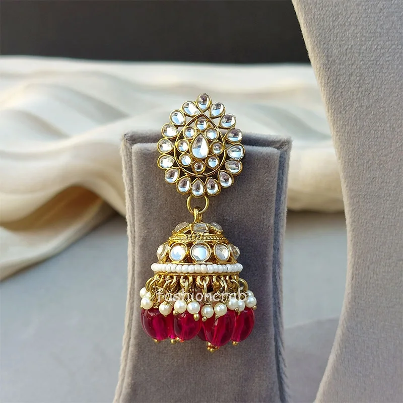 Wine Color Bridal Kundan Jewellery Set