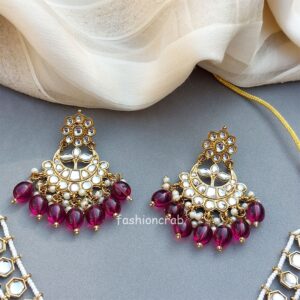 Wine Pearl Kundan Set for Anniversary Gift