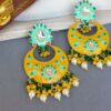Yellow Traditional Meenakari Earring for Saree-02 Yellow Traditional Meenakari Earring for Saree