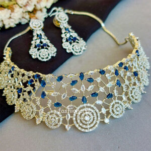 Alizah Blue Stone American Diamond Necklace