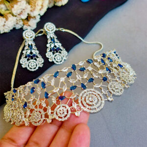 Alizah Blue Stone American Diamond Necklace
