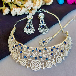 Alizah Blue Stone American Diamond Necklace