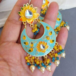 Blue Traditional Meenakari Earring for Saree