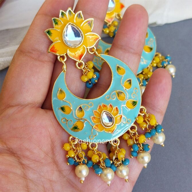 Blue Traditional Meenakari Earring for Saree