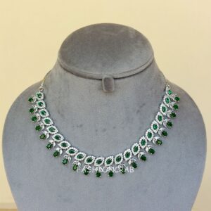 Dark Green American Diamond Jewellery Set