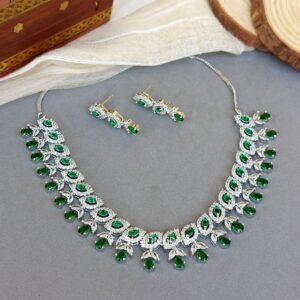 Dark Green American Diamond Jewellery Set