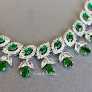 Dark Green American Diamond Jewellery Set