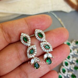 Dark Green American Diamond Jewellery Set