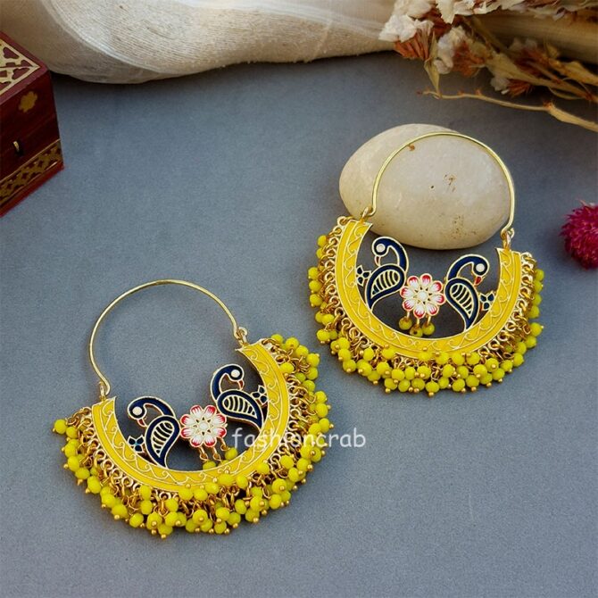 Earrings for Lehenga - Yellow Earrings for Lehenga - Yellow