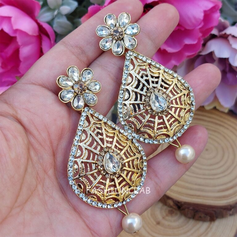 Flower Shaped Stone Earrings