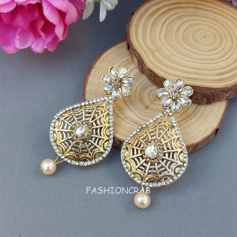Flower Shaped Stone Earrings