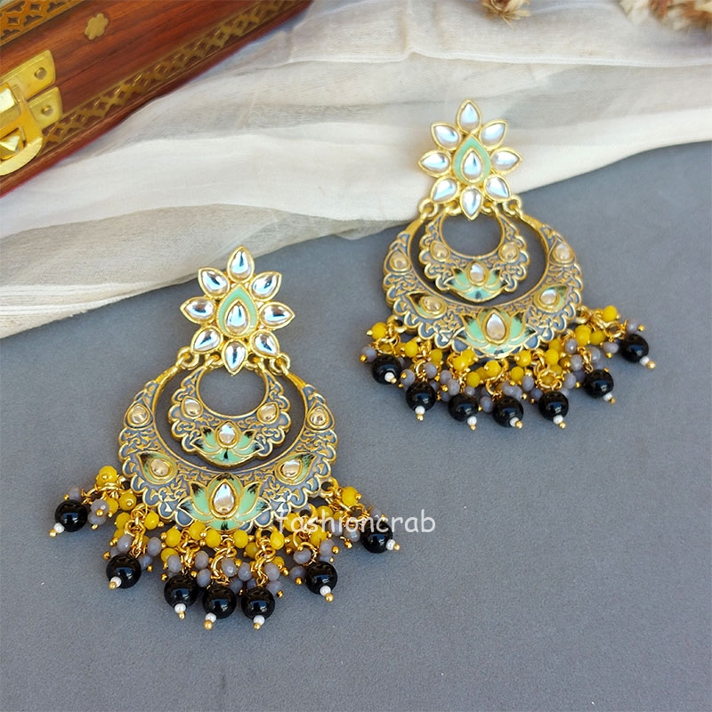 Grey Earrings for Grey Saree | FashionCrab.com