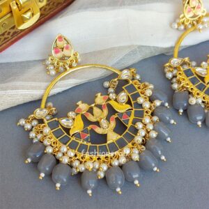 Grey Pearl Meenakari Earring