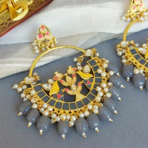 Grey Pearl Meenakari Earring