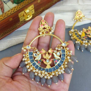 Grey Pearl Meenakari Earring