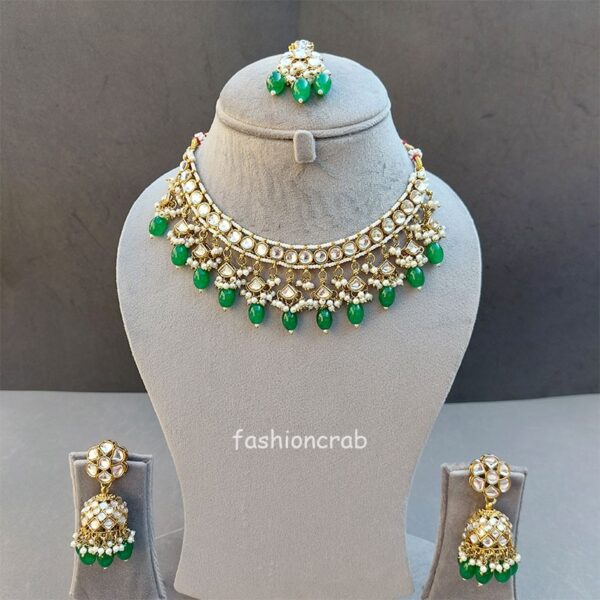 Katrina Kundan Jewellery Set - Green