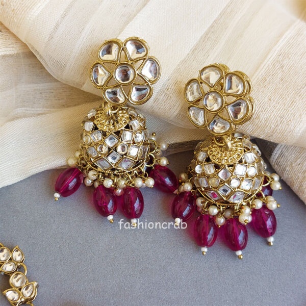 Katrina Kundan Jewellery Set - Pink