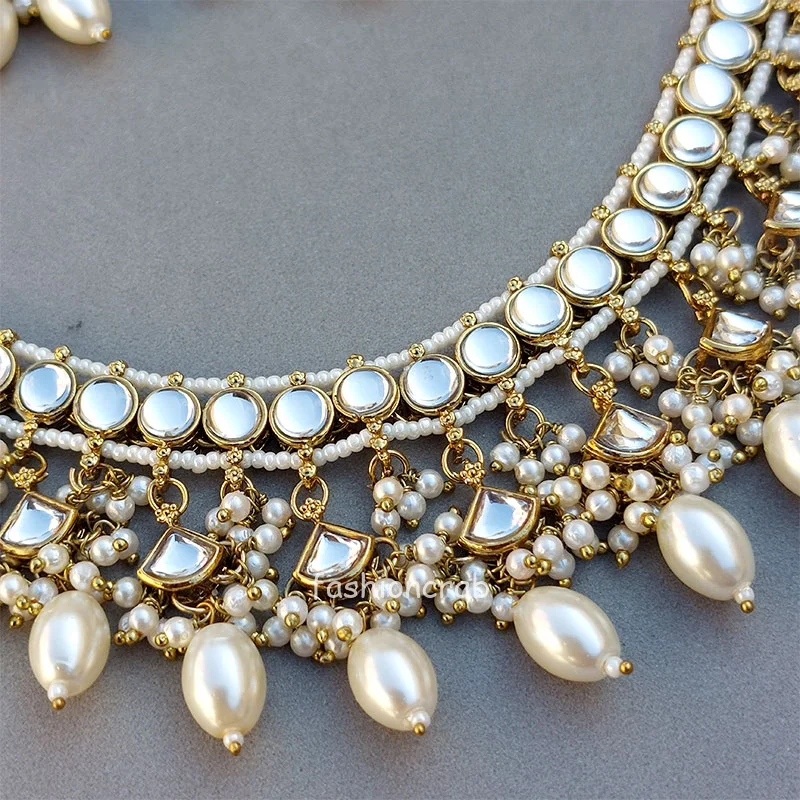 Katrina Kundan Jewellery Set - White