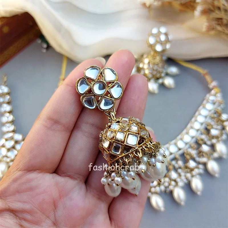 Katrina Kundan Jewellery Set - White