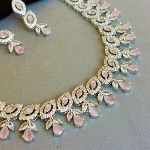 Light Pink American Diamond Jewellery Set