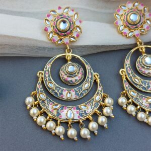 Niharika Chandbali Earrings - Grey