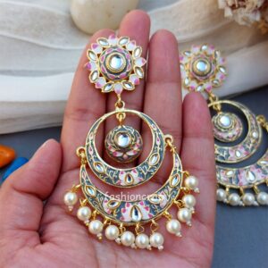 Niharika Chandbali Earrings - Grey