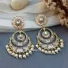 Niharika Chandbali Earrings - Grey