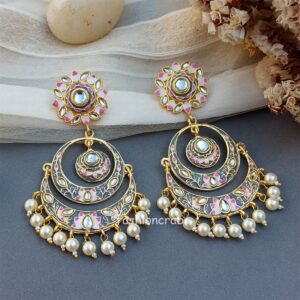 Niharika Chandbali Earrings - Grey