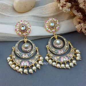 Niharika Chandbali Earrings - Grey