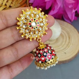 Niya Kundan Earrings - Pink Blue