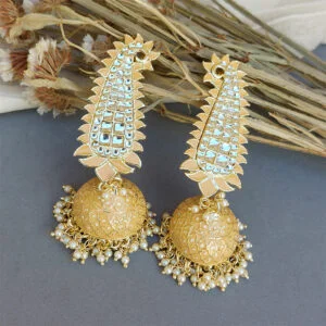 Orange Meenakari Long Jhumka Earring