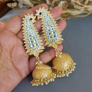 Orange Meenakari Long Jhumka Earring