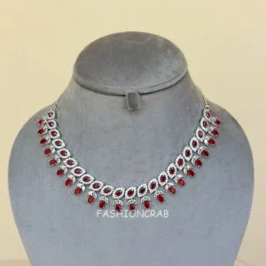 Red American Diamond Jewellery Set