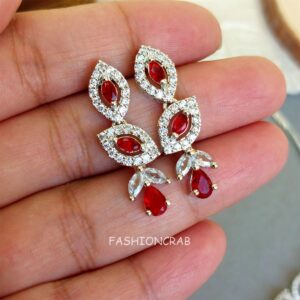 Red American Diamond Jewellery Set