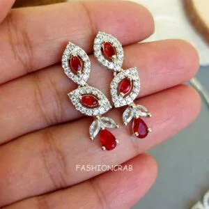 Red American Diamond Jewellery Set