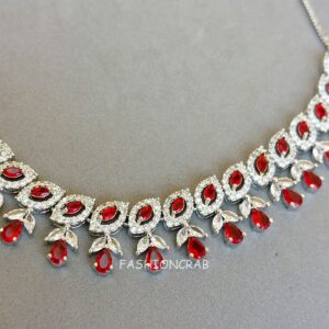 Red American Diamond Jewellery Set