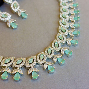 Sea Green American Diamond Jewellery Set