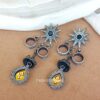 Amy Brass Earrings - Black